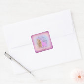 Stof Blauw Glitter Bes Dank Je Zestien Prinses Vierkante Sticker (Envelop)