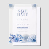 Stof Blauw & Goud Glitter Bruiloft Save The Date Vellum Uitnodigingen (Offset)