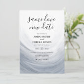 Stof blauw grijs aquarel golf dezelfde liefde nieu save the date (Staand voorkant)