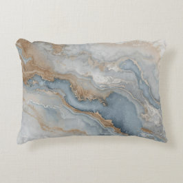Stof Blauw Grijs Beige Taan Abstract Accent Kussen