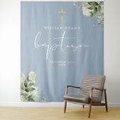 Stof blauw groen doop foto achtergrond wandkleed (In situ)