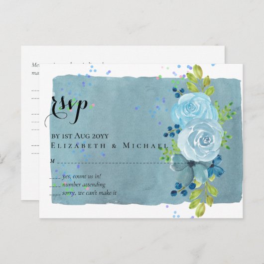 Stof Blauw Groen Trouw Populair Budget Briefkaart (Voorkant / Achterkant)