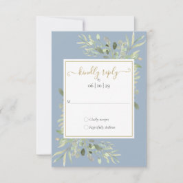 Stof Blauw Groene Gebieden Goud Geometrisch Schrif RSVP Kaartje
