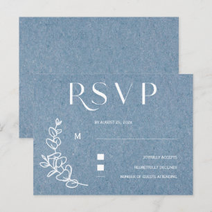 Stof Blauw Huwelijk RSVP Briefkaart