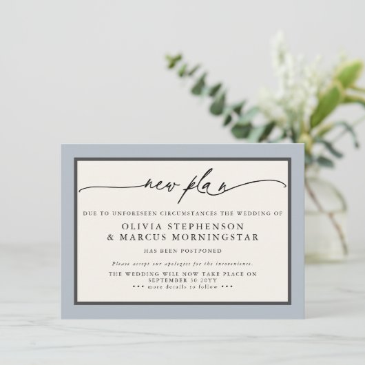 Stof Blauw Ivoor - Nieuwe Plan Modern Uitgesteld E Kaart (Staand voorkant)