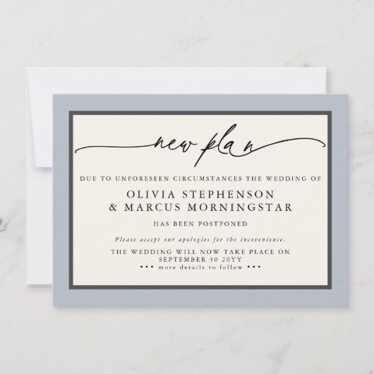 Stof Blauw Ivoor - Nieuwe Plan Modern Uitgesteld E Kaart (Voorkant)