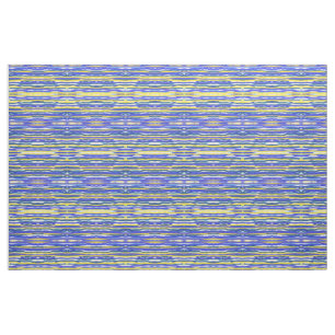 Stof - Blauw/Lavendel/Gele Strepen