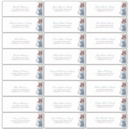 Stof Blauw Mauve Bloemen Gast Namen Adres Label