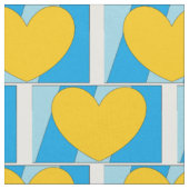 Stof, blauw met gele harten stof (Close Up)