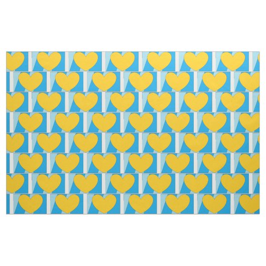 Stof, blauw met gele harten stof (Fat Quarter)