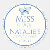 Stof Blauw Mevrouw Van Dames Custom Bloem Bruidsfe Ronde Sticker (Voorkant)