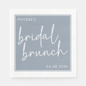 Stof blauw minimalistisch schrift bruidsbrunch servet (Voorkant)