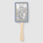 Stof Blauw Modern Foto Goudblad Trouwprogramma Handwaaier (Voorkant)