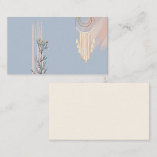 Stof blauw perzik boho dromenvanger visitekaartje