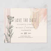 Stof Blauw Perzik BOHO Trouwwkaart "Save the Date" (Voorkant)