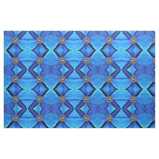 Stof - Blauw Poppy Abstract (Fat Quarter)