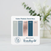 Stof Blauw & Roze Gouden Kleurenpalet Staalkaart Kaart (Staand voorkant)