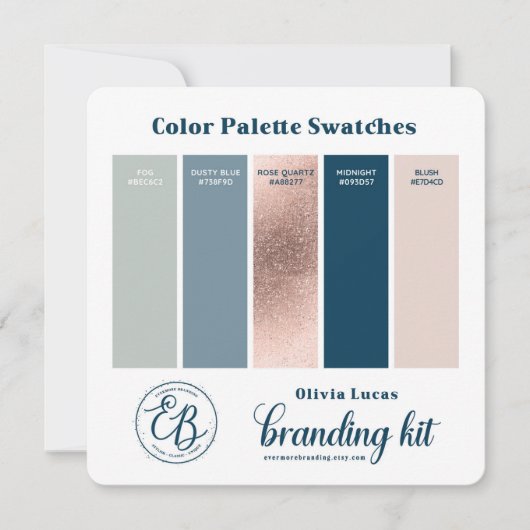 Stof Blauw & Roze Gouden Kleurenpalet Staalkaart Kaart (Voorkant)