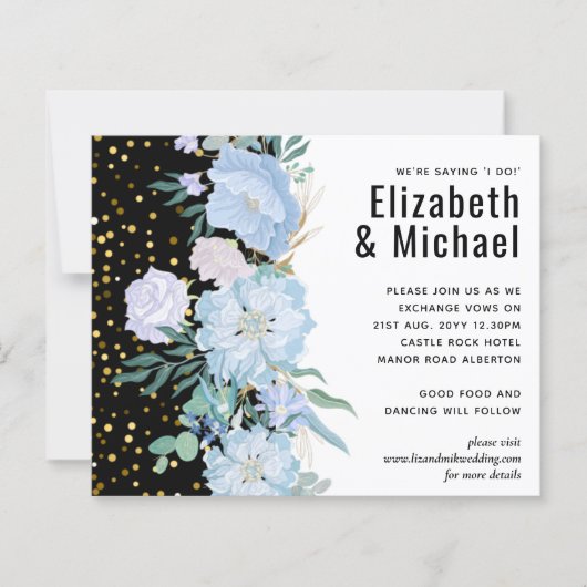 Stof Blauw Roze Roze Bloem Bruiloft Budget (Voorkant)