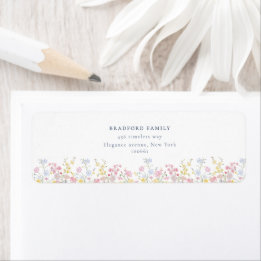 Stof Blauw Schrift Boho Wilde Bloemen Trouw Etiket