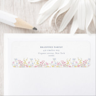 Stof Blauw Schrift Boho Wilde Bloemen Trouw Etiket