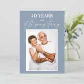 Stof Blauw Schrift Elk Jaar Trouwdag Jubileum Kaart (Staand voorkant)