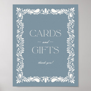 Stof blauw Talavera-tegelkaart en geschenkenbord Poster
