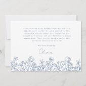 Stof Blauw Wilde Bloemen Bruids Bruiloft Bedankkaart (Achterkant)