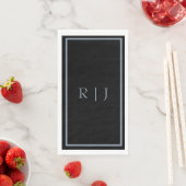 Stof blauw zwart monogram letters initialen trouwe servet (Insitu)