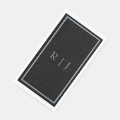 Stof blauw zwart monogram letters initialen trouwe servet (Hoek)