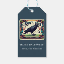 Stof blauwe drank Halloween Zwarte Kraai Gift Tag