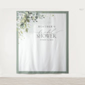 Stof blauwe Eucalyptus Bruidsdiner Fotohokje Wandkleed (Voorkant)