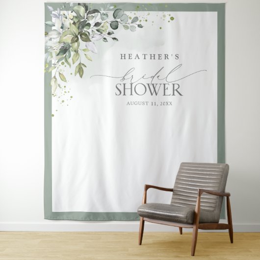 Stof blauwe Eucalyptus Bruidsfeest Fotocabine Wandkleed (In situ)