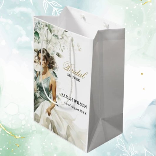 Stof blauwe Eucalyptus groenbruiloft Medium Cadeauzakje