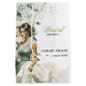 Stof blauwe Eucalyptus groenbruiloft Medium Cadeauzakje (Achterkant)