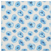 Stof - Blauwe Papavers Waterverf (Swatch)