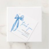 Stof blauwe strik zij is van plan om te trouwen br bedankjes labels (In situ)