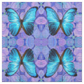 Stof - Blauwe Vlinder op Hydrangea (Swatch)