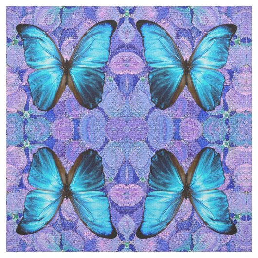 Stof - Blauwe Vlinder op Hydrangea (Swatch)