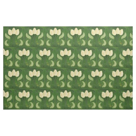 Stof -  blik witte Tulpen halve brick (Fat Quarter)