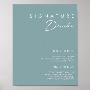 Stof Boho Blauwe Handtekeningdranken Bord Poster