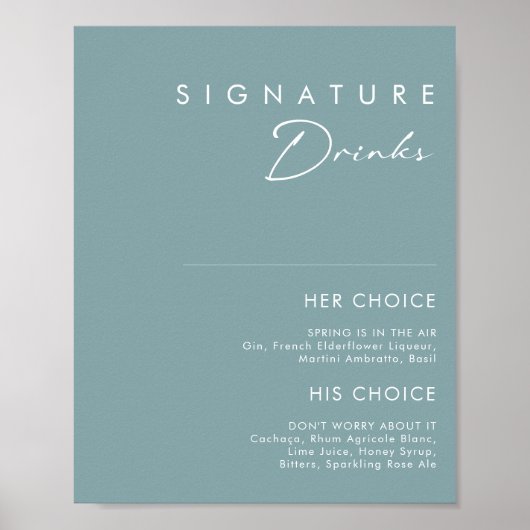 Stof Boho | Blauwe Handtekeningdranken Bord Poster (Voorkant)