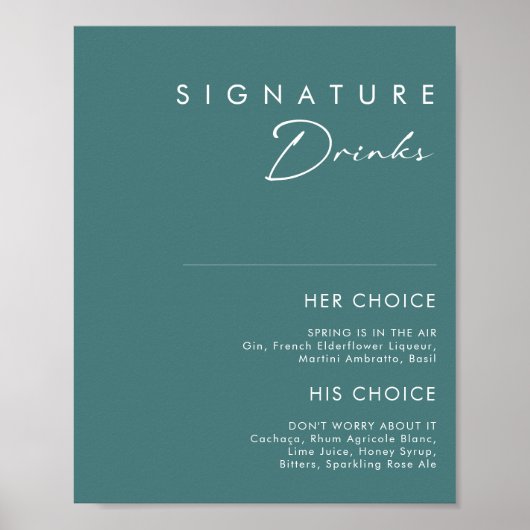 Stof Boho | Groen Signature Dranken Bord Poster (Voorkant)