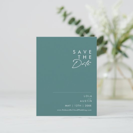 Stof Boho | Groene Save the Date Uitnodiging Briefkaart (Staand voorkant)