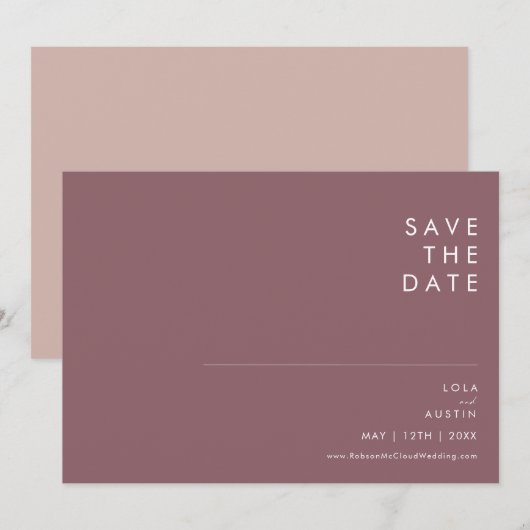 Stof Boho Paars & Roze Horizontaal Save The Date (Voorkant / Achterkant)
