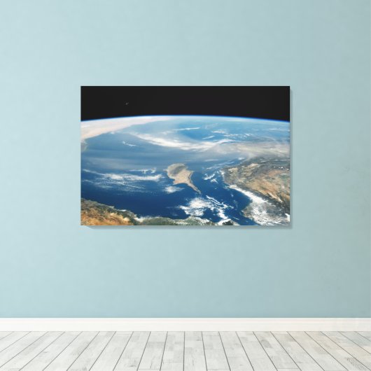 stof boven het middellandse-zeegebied en het Zee c Canvas Afdruk (Insitu (Houten vloer))