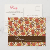 Stof Bruin Oranje Pioen Bloemen Herfst Bruiloft Briefkaart (Voorkant / Achterkant)