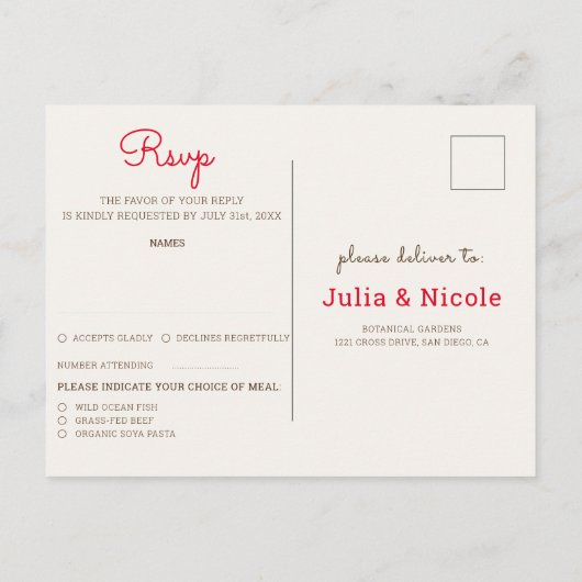 Stof Bruin Oranje Pioen Bloemen Herfst Bruiloft Briefkaart (Achterkant)