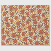 Stof Brunt Oranje Pioen Bloemen Herfst Bruiloft Cadeaupapier (Vlak)