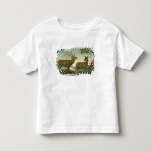 Stof en hind in een bebost landschap kinder shirts